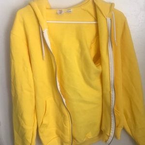 Yellow zip up hoodie from American apparel